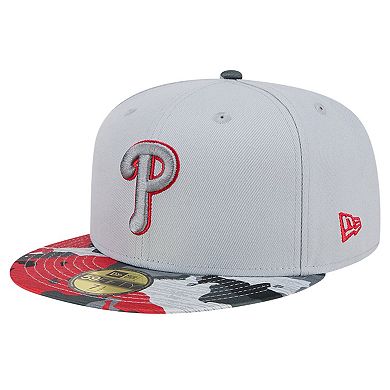 Men's New Era Gray Philadelphia Phillies Active Team Camo 59FIFTY Fitted Hat