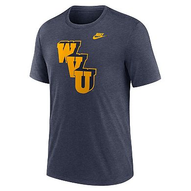 Men's Nike Heather Navy West Virginia Mountaineers Blitz Evergreen Legacy Primary Tri-Blend T-Shirt