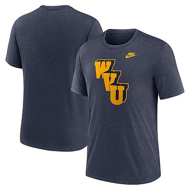 Men's Nike Heather Navy West Virginia Mountaineers Blitz Evergreen Legacy Primary Tri-Blend T-Shirt