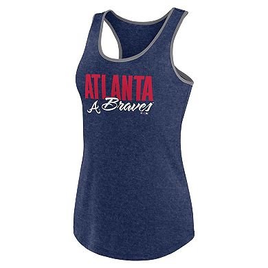 Women's Fanatics Heather Navy Atlanta Braves Fuel Racerback Tank Top