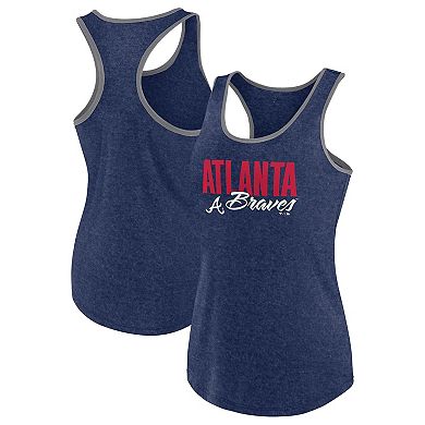 Women's Fanatics Heather Navy Atlanta Braves Fuel Racerback Tank Top