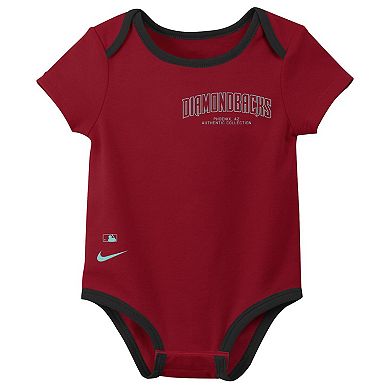 Infant Nike Arizona Diamondbacks Authentic Collection Three-Pack Bodysuit Set