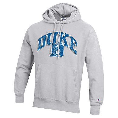 Men's Champion Heather Gray Duke Blue Devils Vault Late Night Reverse Weave Pullover Hoodie