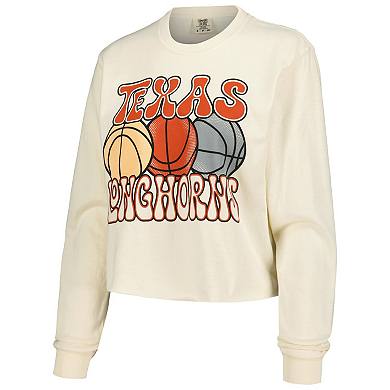 Women's Natural Texas Longhorns Comfort Colors Basketball Cropped Long Sleeve T-Shirt