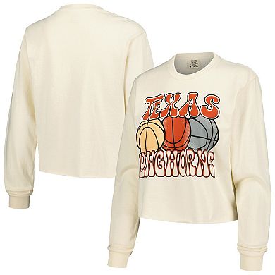 Women's Natural Texas Longhorns Comfort Colors Basketball Cropped Long Sleeve T-Shirt