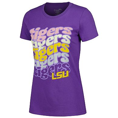 Women's Purple LSU Tigers Repeat Slogan Boyfriend T-Shirt