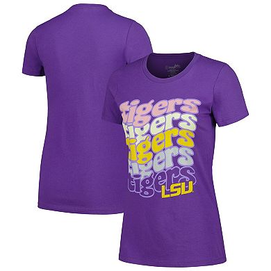 Women's Purple LSU Tigers Repeat Slogan Boyfriend T-Shirt