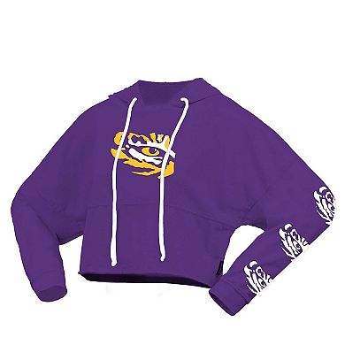 Women's Spirit Jersey Purple LSU Tigers Oversized Cropped Pullover Hoodie