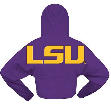 Women's Spirit Jersey Purple LSU Tigers Oversized Cropped Pullover Hoodie