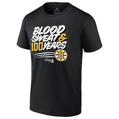 Men's Fanatics Branded  Black Boston Bruins 2024 Stanley Cup Playoffs Slogan T-Shirt