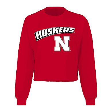 Women's Spirit Jersey Scarlet Nebraska Huskers Slouchy Cropped Long Sleeve T-Shirt