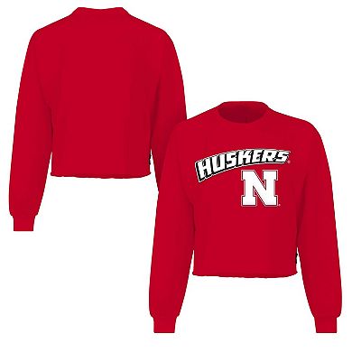 Women's Spirit Jersey Scarlet Nebraska Huskers Slouchy Cropped Long Sleeve T-Shirt