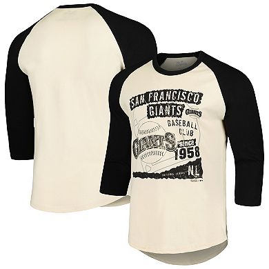 Men's Majestic Threads Cream/Black San Francisco Giants Raglan 3/4-Sleeve T-Shirt