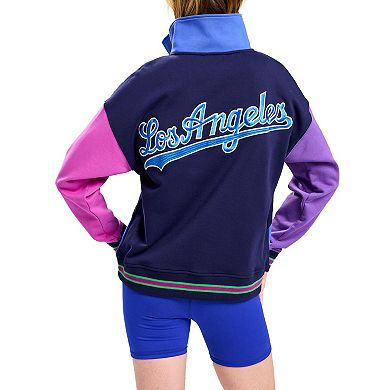 Women's Terez Navy/Blue Los Angeles Dodgers Classic Colorblock Quarter-Zip Sweatshirt