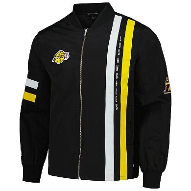 Unisex The Wild Collective Black Los Angeles Lakers Stitch Applique Full-Zip Bomber Jacket