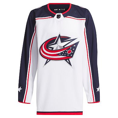 Men's adidas White Columbus Blue Jackets Away Primegreen Authentic Jersey