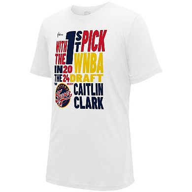 Unisex Stadium Essentials Caitlin Clark White Indiana Fever 2024 WNBA Draft First Pick Verbiage T-Shirt