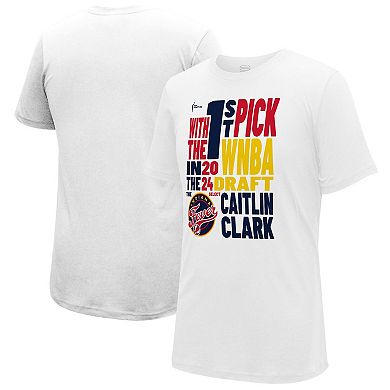 Unisex Stadium Essentials Caitlin Clark White Indiana Fever 2024 WNBA Draft First Pick Verbiage T-Shirt