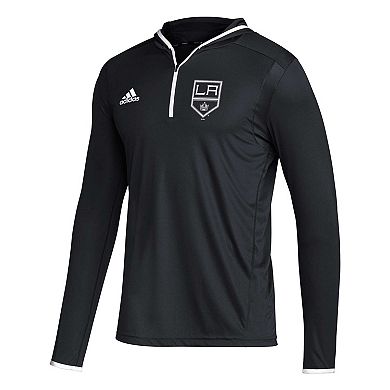 Men's adidas Black Los Angeles Kings Team Long Sleeve Quarter-Zip Hoodie T-Shirt