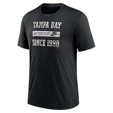 Men's Nike Heather Black Tampa Bay Rays Cooperstown Collection Local Stack Tri-Blend T-Shirt