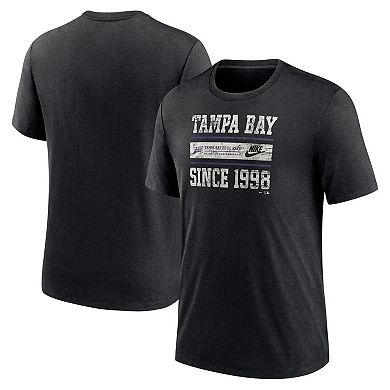 Men's Nike Heather Black Tampa Bay Rays Cooperstown Collection Local Stack Tri-Blend T-Shirt