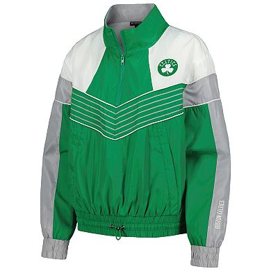 Women's The Wild Collective Kelly Green Boston Celtics Courtside Half-Zip Track Jacket