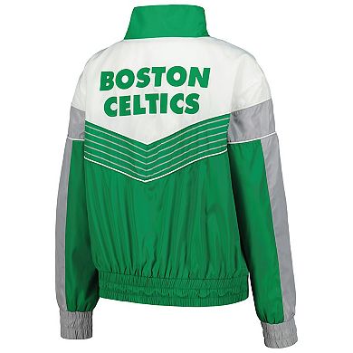 Women's The Wild Collective Kelly Green Boston Celtics Courtside Half-Zip Track Jacket