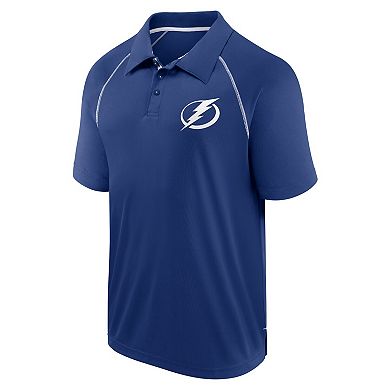 Men's Fanatics Blue Tampa Bay Lightning Raglan Strong Alone Polo