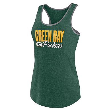 Women's  Fanatics Heather Green Green Bay Packers Fuel Racerback Tank Top