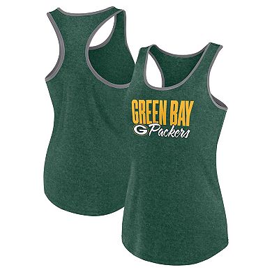 Women's  Fanatics Heather Green Green Bay Packers Fuel Racerback Tank Top