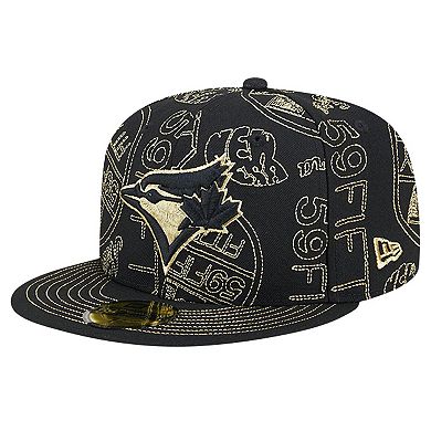 Men's New Era Black Toronto Blue Jays 59FIFTY Day Allover Fitted Hat