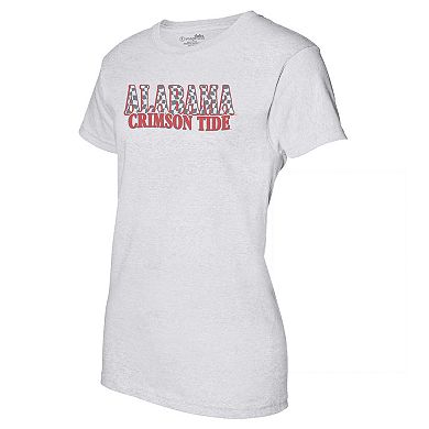 Women's Heather Gray Alabama Crimson Tide Checkered Team Name Wavy Tri-Blend T-Shirt