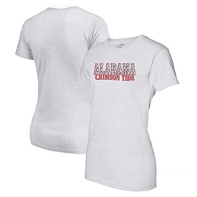 Women's Heather Gray Alabama Crimson Tide Checkered Team Name Wavy Tri-Blend T-Shirt