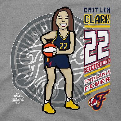 Youth Stadium Essentials Caitlin Clark Heather Gray Indiana Fever Player 8-Bit T-Shirt