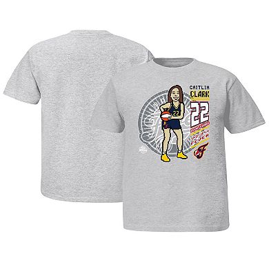 Youth Stadium Essentials Caitlin Clark Heather Gray Indiana Fever Player 8-Bit T-Shirt