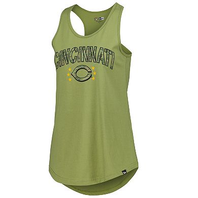 Women's New Era Olive Cincinnati Reds Armed Forces Day Tank Top