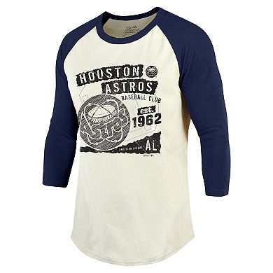 Men's Majestic Threads Cream/Navy Houston Astros Raglan 3/4-Sleeve T-Shirt