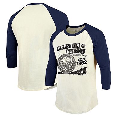 Men's Majestic Threads Cream/Navy Houston Astros Raglan 3/4-Sleeve T-Shirt