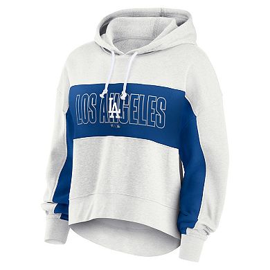 Women's Fanatics Oatmeal Los Angeles Dodgers Up For It Fleece Pullover Hoodie