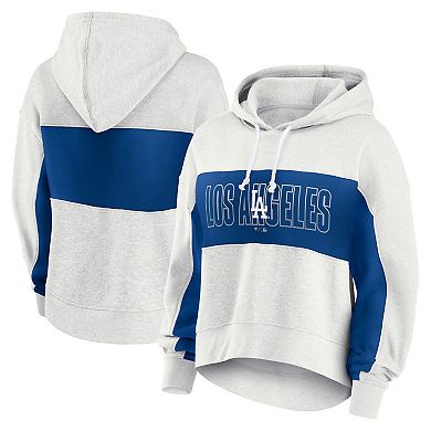 Women's Fanatics Oatmeal Los Angeles Dodgers Up For It Fleece Pullover Hoodie