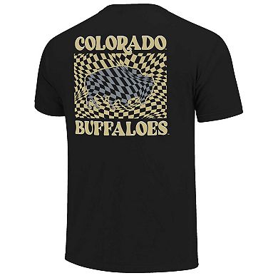 Women's Black Colorado Buffaloes Comfort Colors Checkered Mascot T-Shirt