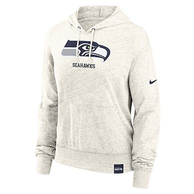 Women's Nike Cream Seattle Seahawks Gym Vintage Logo Pullover Hoodie