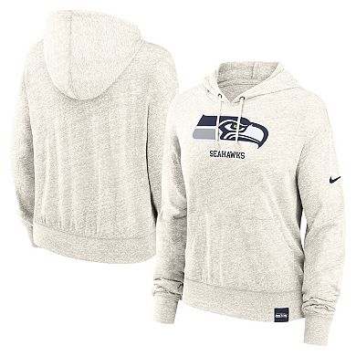 Women's Nike Cream Seattle Seahawks Gym Vintage Logo Pullover Hoodie