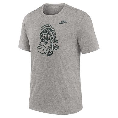 Men's Nike Heather Gray Michigan State Spartans Blitz Evergreen Legacy Primary Tri-Blend T-Shirt