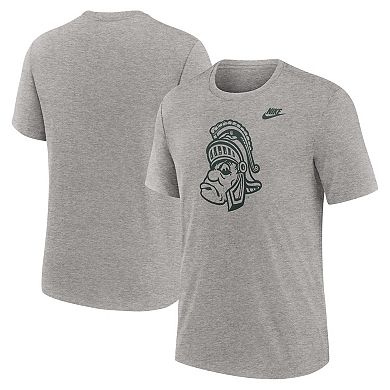 Men's Nike Heather Gray Michigan State Spartans Blitz Evergreen Legacy Primary Tri-Blend T-Shirt