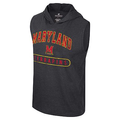 Men's Colosseum Black Maryland Terrapins Varsity Sleeveless Hoodie Tank Top