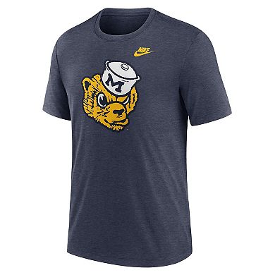 Men's Nike Heather Navy Michigan Wolverines Blitz Evergreen Legacy Primary Tri-Blend T-Shirt