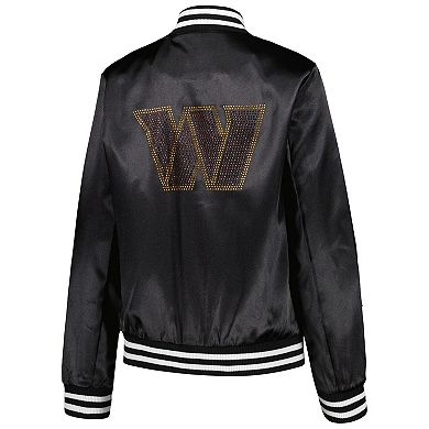 Women's Cuce  Black Washington Commanders Rhinestone Full-Zip Varsity Jacket