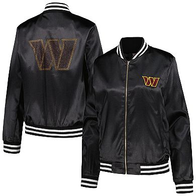 Women's Cuce  Black Washington Commanders Rhinestone Full-Zip Varsity Jacket