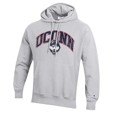 Men's Champion Heather Gray UConn Huskies Vault Late Night Reverse Weave Pullover Hoodie